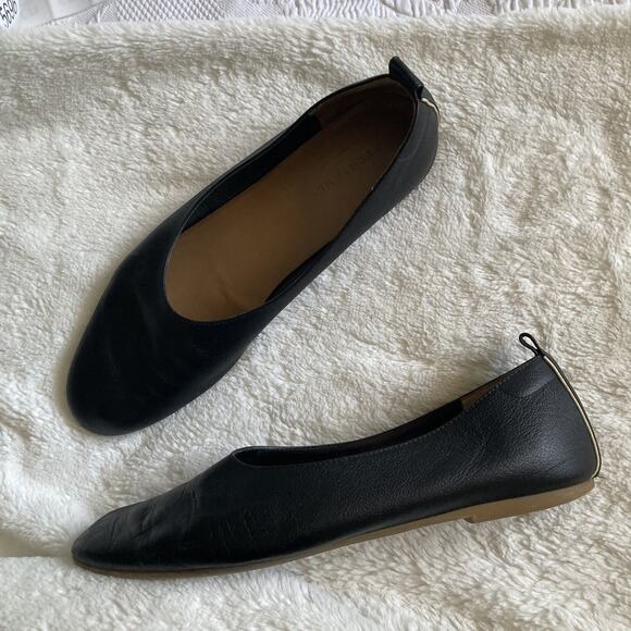 Everlane The Day Glove Slip On Tan Leather Ballet Flats US 10.5 Black round toe - Picture 14 of 16